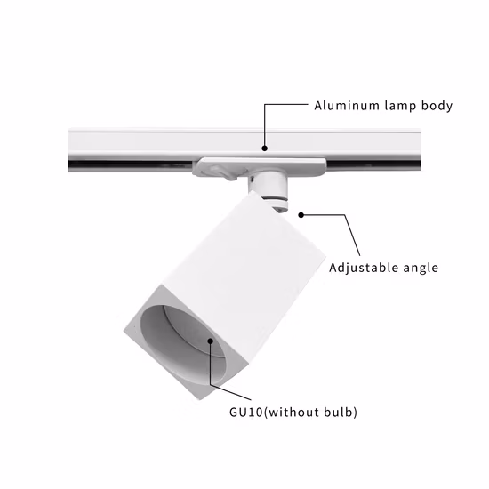 黒と白の明るい GU10 トラック ランプ、スポットライト、トラック ランプ、家庭、店舗、ショップ、ショールームなどのスポットライト。